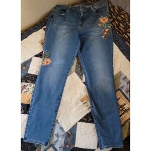 Old Navy Rockstar Women's Mid-Rise Stretch Jeans Floral Embroidery  14